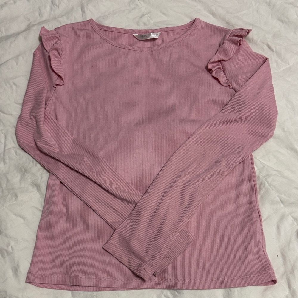 $5- Elegant Pink Ruffle Sleeve Blouse